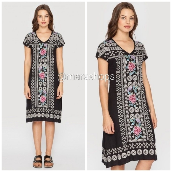 Johnny Was Tara Linen Djellaba Dress - Picture 1 of 6